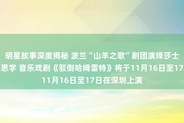 明星故事深度揭秘 波兰“山羊之歌”剧团演绎莎士比亚悲催好意思学 音乐戏剧《驳倒哈姆雷特》将于11月16日至17日在深圳上演