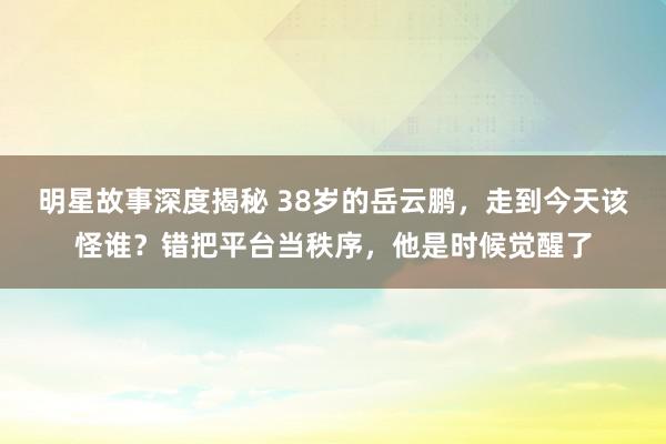 明星故事深度揭秘 38岁的岳云鹏，走到今天该怪谁？错把平台当秩序，他是时候觉醒了